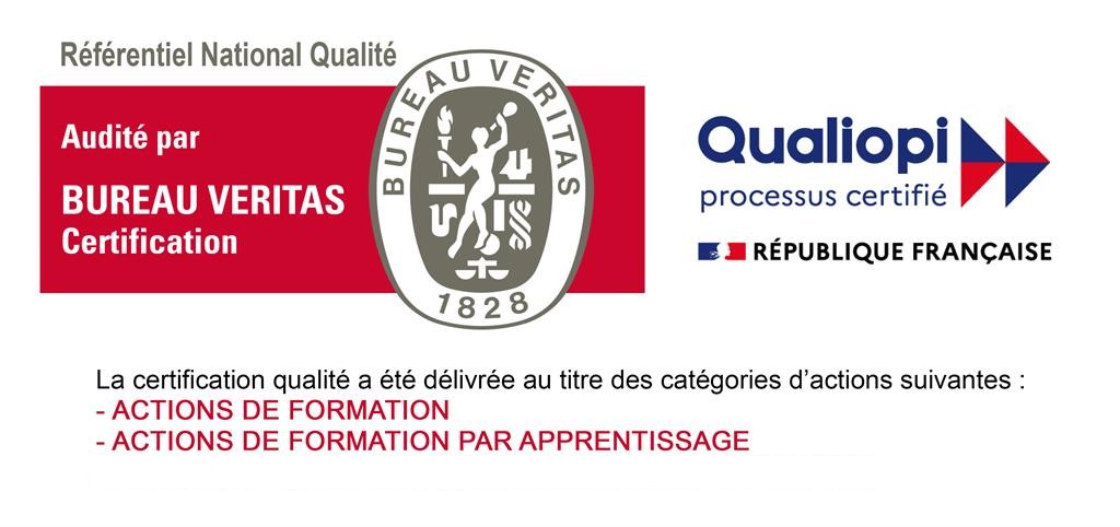 Logo QUALIOPI avec catégories d'actions