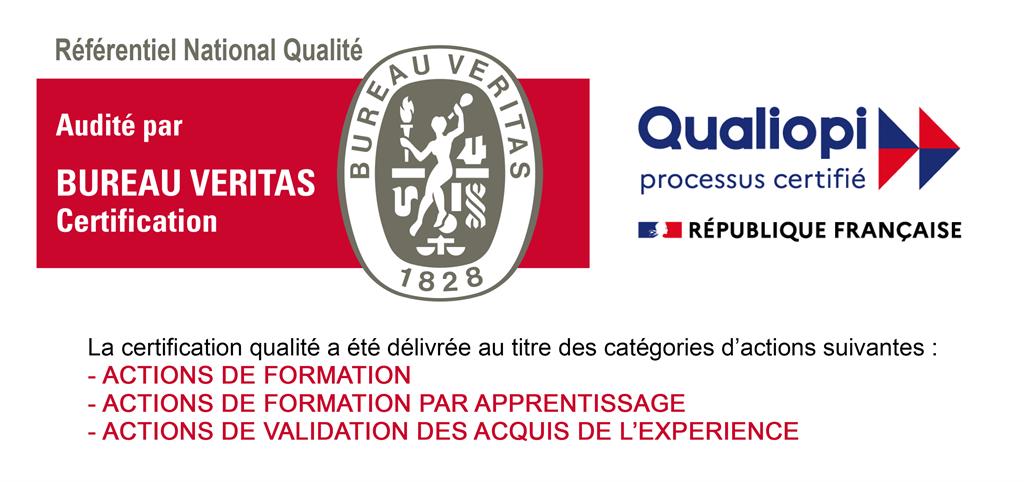 Logo QUALIOPI avec catégories d'actions